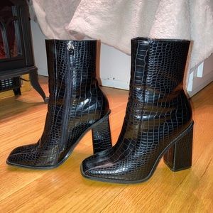 Public Desire Croc Heeled Boots